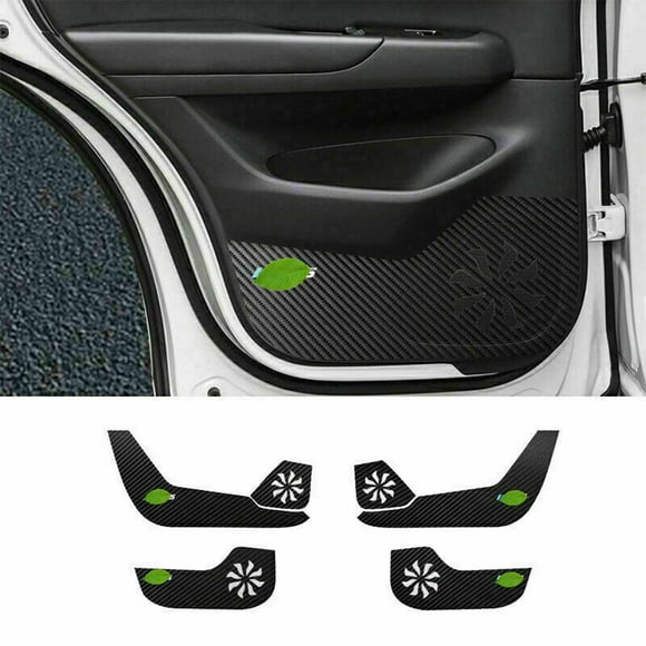 6P Carbon Fiber Leather Inner Door Kick Plate Mat for Mazda CX-5 2017-2021-