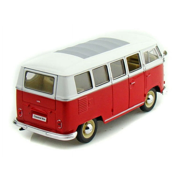 Red & White 1963 Volkswagen T1 Bus 1/24 Scale Diecast Model by