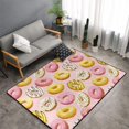 thumbnail image 2 of Yellow Pink White Donut Print Shaggy Area Rug, Rugs for Living Room Bedroom Non Slip Door Mat Indoor Carpet Machine Washable Nursery Home Decor Floor Mats for Entryway 60x39in-#, 2 of 5