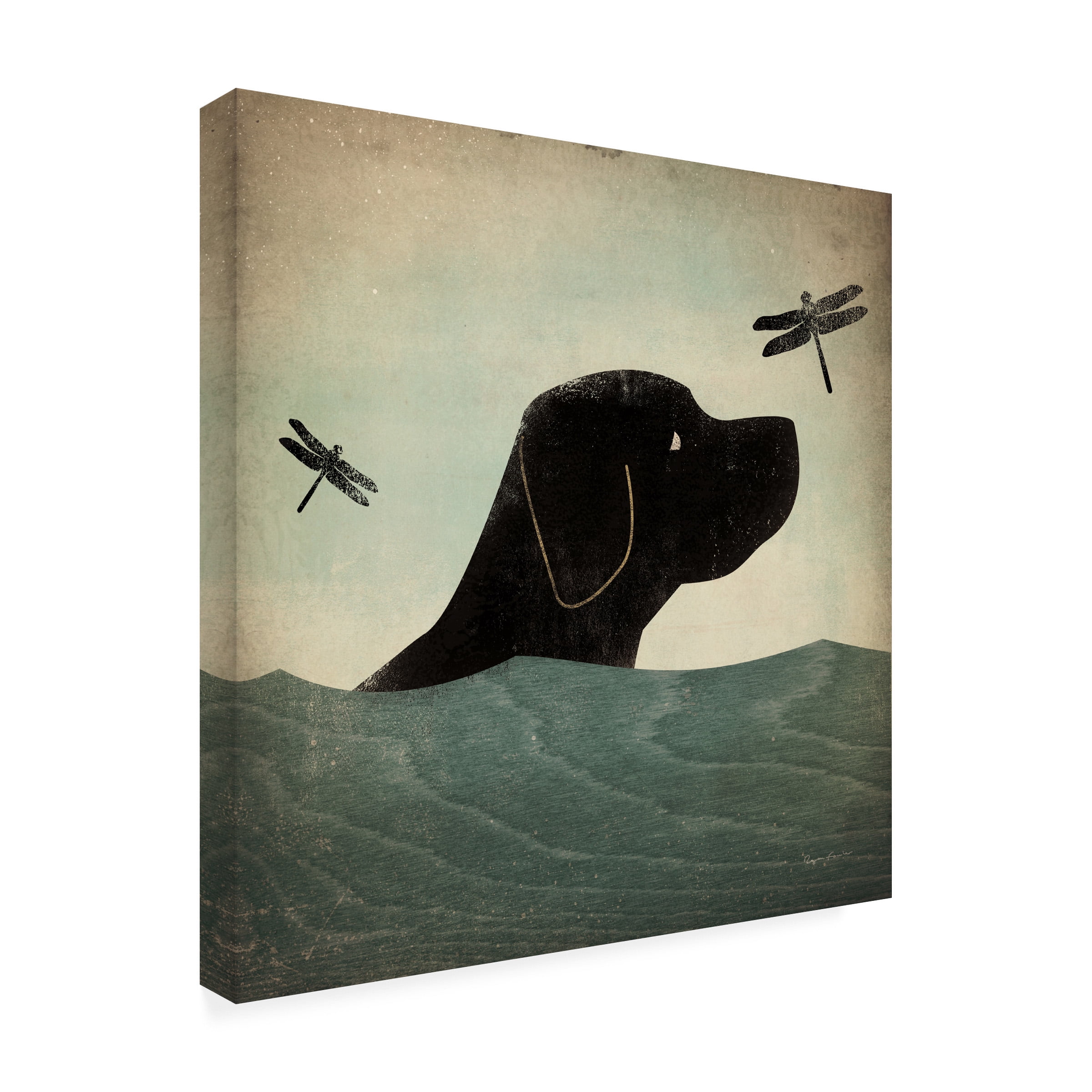 Trademark Fine Art 'Black Dog Swim' Canvas Art by Ryan Fowler