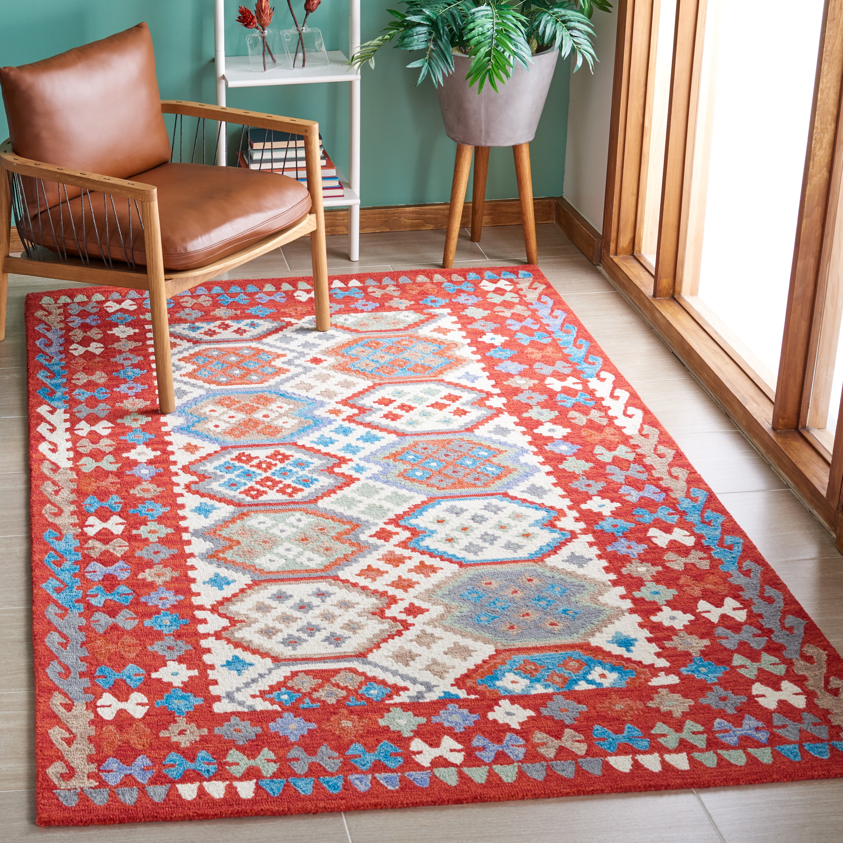 Safavieh  Handmade Aspen Hiie Boho Wool Rug 5'  x  8' 5' x 8' Indoor,Handmade Bedroom,Dining Room,Living Room Rectangle