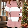 thumbnail image 3 of Womens Long Length Fall Clothes, Long Sleeve Pullover for Women Plus Size Fashion Warm Fleece Color Patchwork Crewneck Sweatshirts with Pockets, 3 of 6