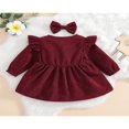 thumbnail image 3 of MesaSe Automne Bébé Filles Princesse Robe 2pcs Volant à Manches Longues Bouton Velours Côtelé une Ligne Robe Bandeau Vin Rouge 2-3 Ans, 3 of 9