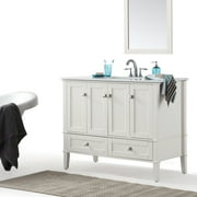 Brooklyn + Max Chesapeake 42 inch Contemporary Bath Vanity in Pure White with White Engineered Quartz Marble Top