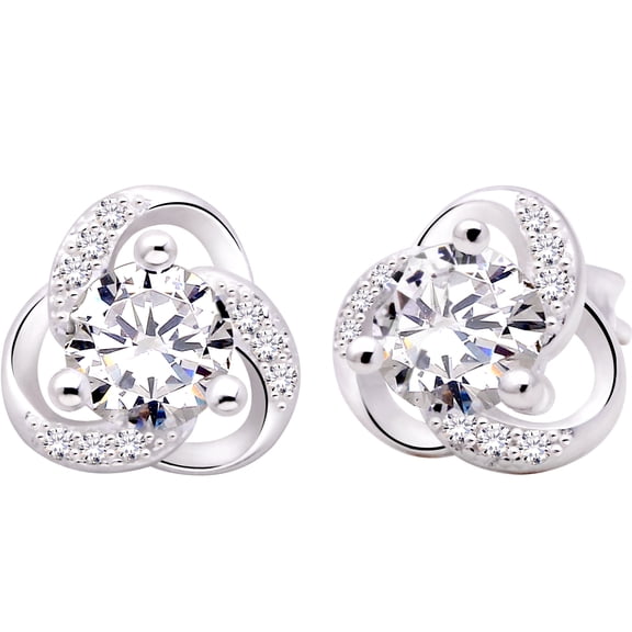 ALOV Jewelry Sterling Silver Cubic Zirconia Stud Earrings