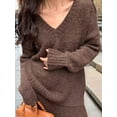 thumbnail image 5 of Womens 2 Piece Skirts Sets Fashion Sweater Midi Dress Knit Lounge Travel Outfits Brown One size, 5 of 9