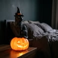 thumbnail image 5 of Halloween Black Cat Pumpkin Lamp, Light Up Resin Cat Statue, Indoor Outdoor Tabletop Decor for Porch Mantel Patio Party Halloween Display, 5 of 6