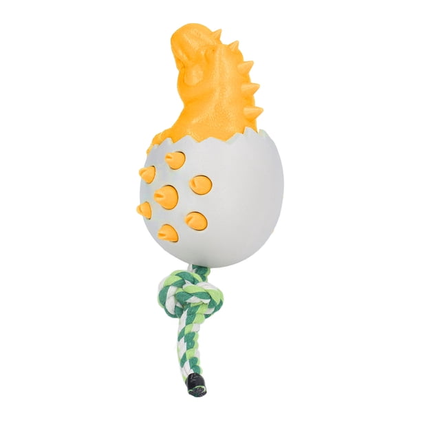 Juguetes para masticar para perros con forma de huevo de dinosaurio, resistente a las mordeduras, cepillo de dientes para perros, juguetes para masticar para el cuidado Dental del perro, naranja