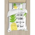 thumbnail image 1 of Beach Saying Duvet Cover Set Twin Size, Inspirational Words Be a Pineapple Exotic Fresh Fruit Design with Arrow Motif, Decorative 2 Piece Bedding Set with 1 Pillow Sham, Multicolor, by Ambesonne, 1 of 3