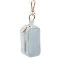 thumbnail image 1 of Mini estuche de viaje para joyas: organizador de anillos y llaveros 2 en 1 de terciopelo, portátil, para mujer, pendientes, collares, bodas, fiestas y vacaciones, color azul cielo., 1 of 6