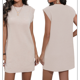 thumbnail image 3 of Vestido Corto de Verano para Mujer, Estilo Camiseta, Corta, Cuello Redondo, Informal, Holgado, Básico, Minivestido, Color Albaricoque XL, 3 of 7