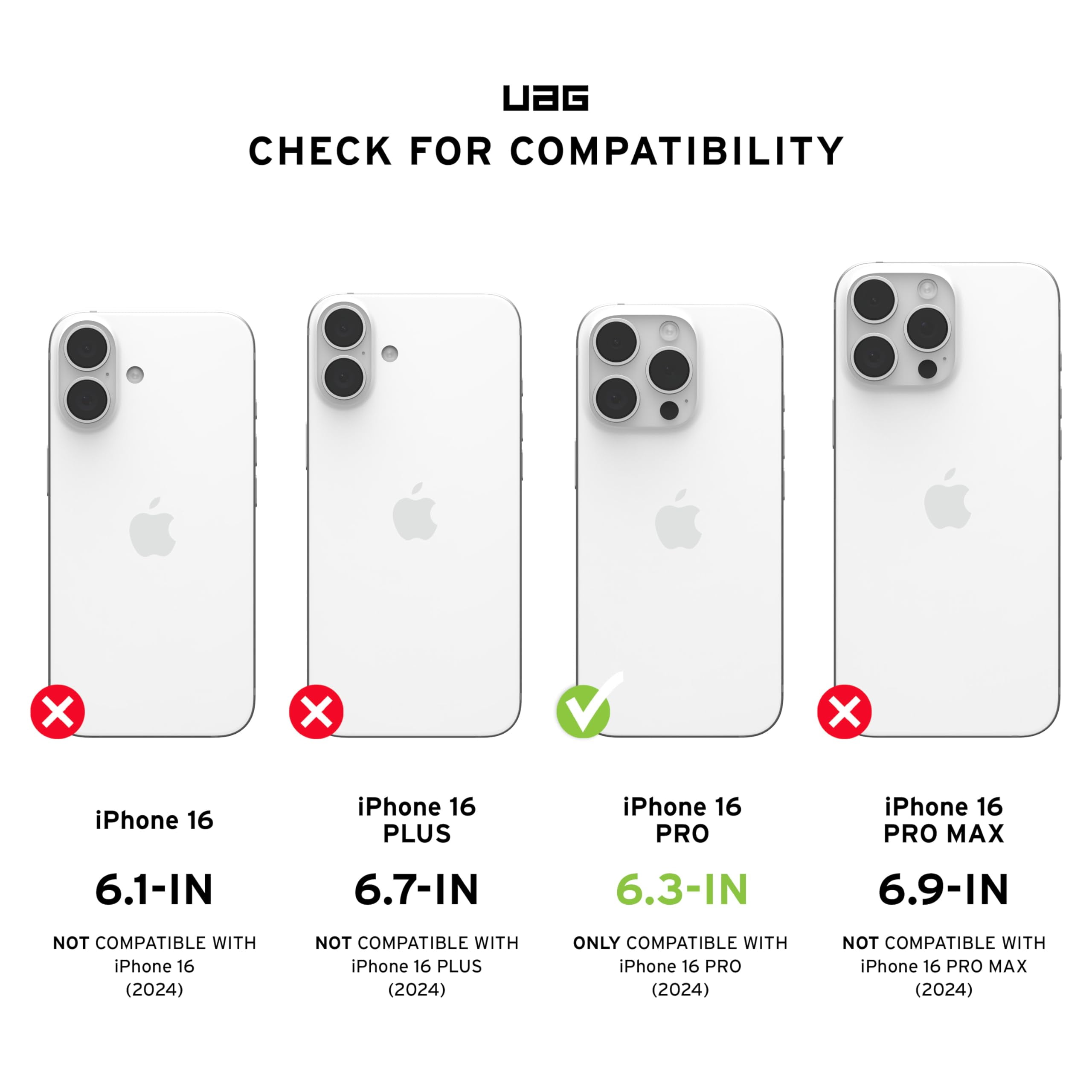 UAG iPhone 16 Pro Case 6.3" Pathfinder Clear Active Neon Compatible with MagSafe Charging Rugged Shockproof MIL-Grade Protective Cover + Lanyard Black Neon Bundle Set