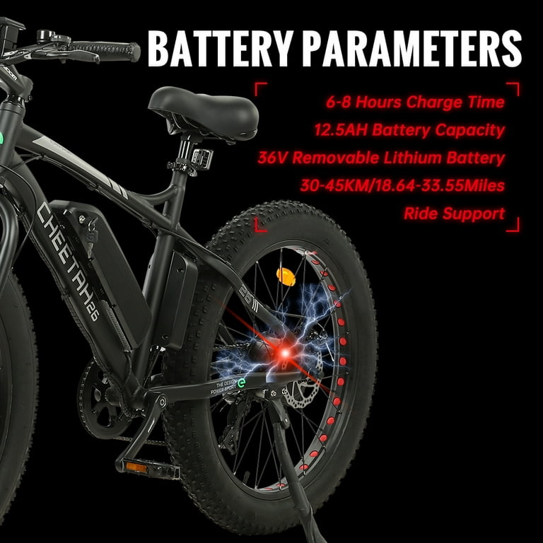 500W 26 Electric Bike Mountain Bicycle Fat Tire eBike 36V Battery 7 Speed  USA