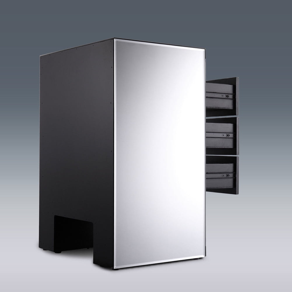 Kadyn Mirrored Bedside Cupboard with Crystal Diamond Inlay, Silver Bedside Cabinets with 3 Drawers, End Table for Bedroom Living Room