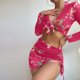 thumbnail image 2 of Bikini sólido con tirantes para mujer, bikini con escote en V profundo, cómodo traje de baño dividido, conjunto de cuatro piezas OAVQHLG3B Store lin121212, 2 of 4