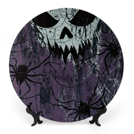 

CMMY Spider Web Gothic Bone China Decorative Plate for Home Office Wall Decor Room Decoration 10x10inch