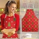 thumbnail image 5 of Delantal de cocina rojo de Navidad CHAO 1 pieza de lino cuello ajustable regalo decoración cocina fiesta, 5 of 5