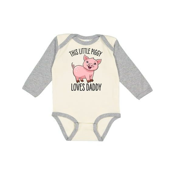 Inktastic This Little Piggy Loves Daddy Cute Boys or Girls Long Sleeve Baby Bodysuit