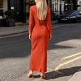 thumbnail image 5 of StSilkitty Womens Maxi Bodycon Dresses Solid Color Long Sleeve Crewneck Long Dress Wedding Guest Elegant Sundresses, 5 of 6