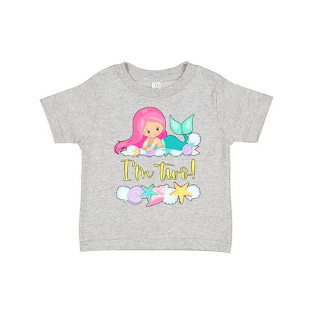 

Inktastic I m 2 Mermaid with Pink Hair and Shells Gift Toddler Boy or Toddler Girl T-Shirt