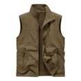 thumbnail image 4 of COSFO Full Zip Mens Vest Fleece Casual Brown Jacket Slim Fit Sleeveless Stand Colla with Pockets Jackets for Men, 4 of 5