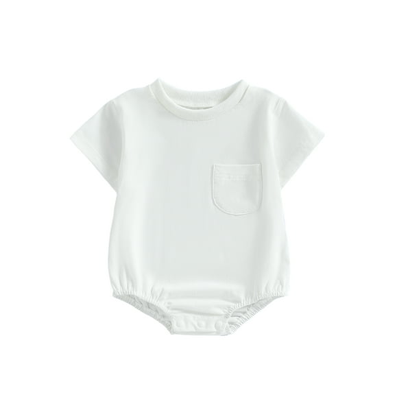 Baby Toddler Girls Boys Romper,3 6 12 18 24 Months Short Sleeve Crew Neck Solid Summer Bodysuit for Casual Daily