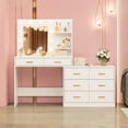 thumbnail image 4 of Yeshouse 1 Piece Modern Vanity Table Set with Mirror, Lights, 8 Drawers and 2 Shelves, White, 4 of 7