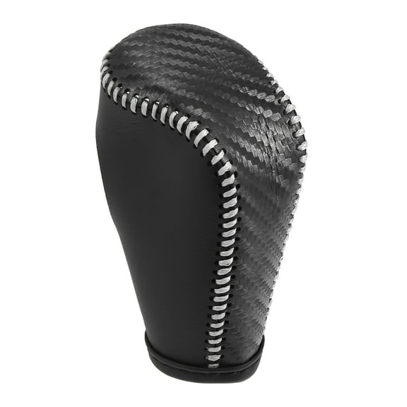 Black Carbon Fiber Pattern Gear Shift Knob Cover Transmission Shift Boot Lever for Mazda 3 2014-2018 Gray Stitches