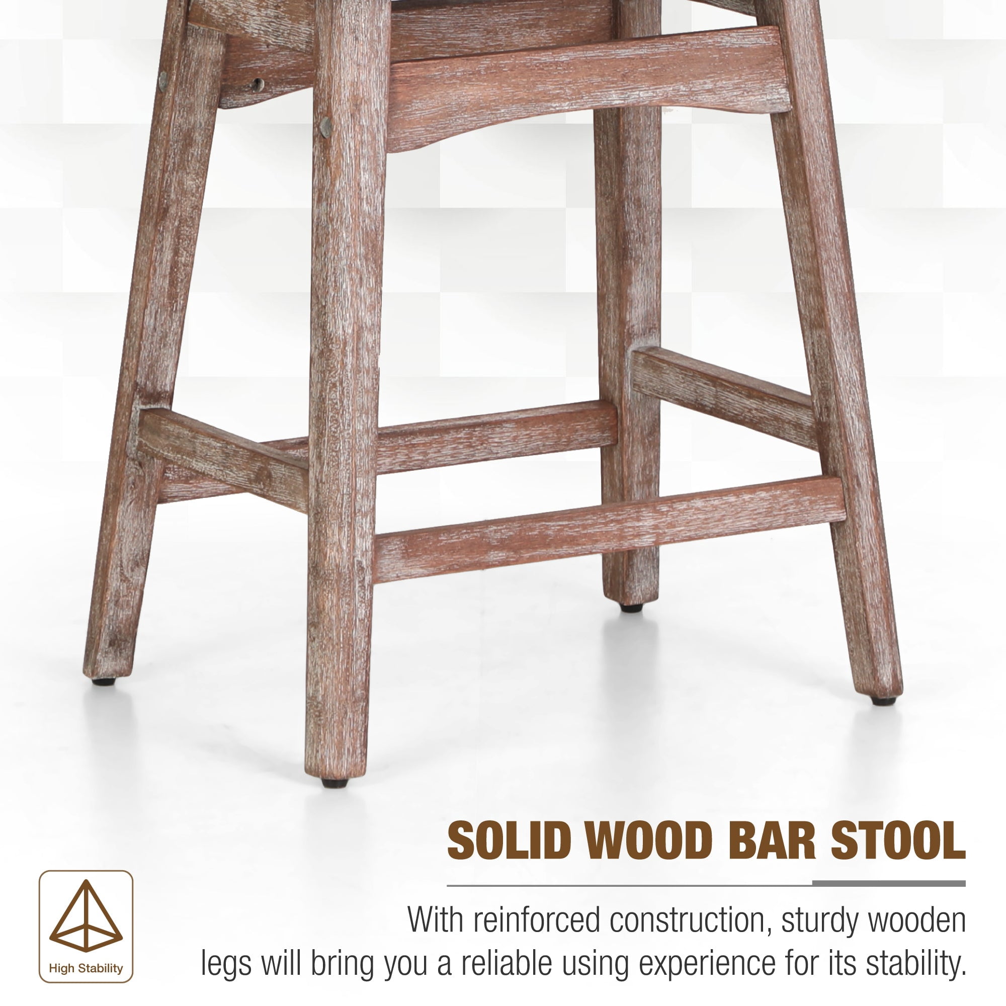 Summit Living 24 inch Wooden Backless Counter Height Bar Stools Set of 3, Linen Saddle Stools Chairs for Kitchen, White