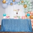thumbnail image 3 of Sparkly Sequin Tablecloths for Rectangular Tables - Baby Blue Overlay Decorations for Spring, Reception, or Baby Shower - 90x156inch, 3 of 7