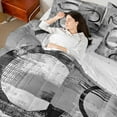 thumbnail image 4 of Feelyou Adult Abstract Geometric Bedding Comforter Set 7 Pieces, Mid Century Minimalism Full Bedding Set, Grey Stripes Circle Reversible Fitted Sheet Flat Sheet, Luxury Bedroom Decor, 4 of 7