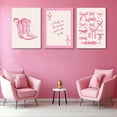 thumbnail image 2 of Fashion Pink Bow Wall Art Coquette Preppy Wall Decor Pink Cowboy Boots Painting Picture Lucky Girl Poker Canvas Poster Prints for Girls Dormitory College Apartment Home Decor, 2 of 6