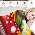 thumbnail image 3 of JRXY Frog on Mushroom Calendula Orange Pacific Beauty Flannel Fleece Blanket White, 3 of 6