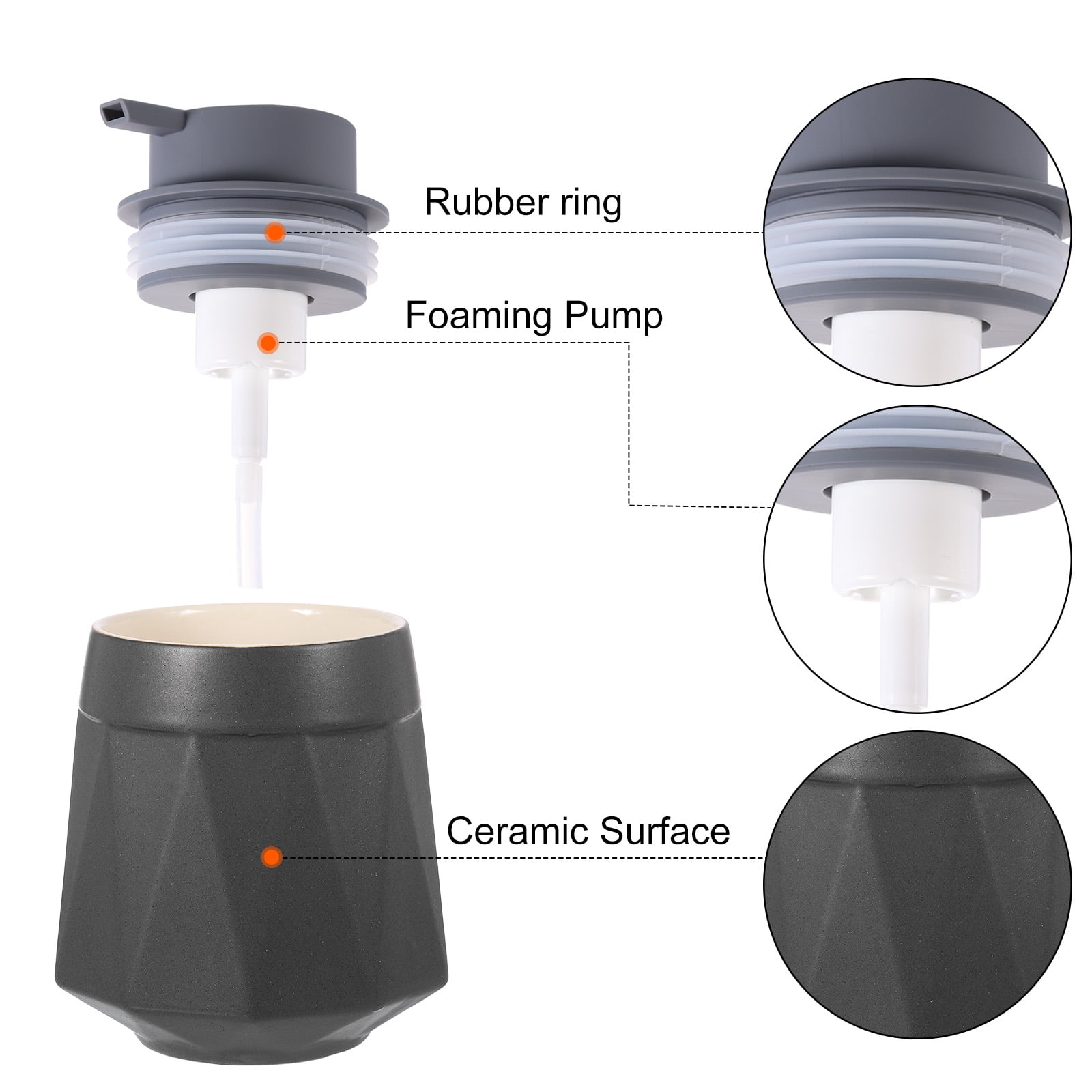 Unique Bargains Foaming Soap Dispenser Soap Pump for Bathroom 400ml/13.5oz Dark Gray