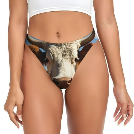 Sigee Cute Daisy Cow for Women s G-String Panty  Low Rise  Soft Lace Perfect for Everyday Wear or Special Occasions-Large