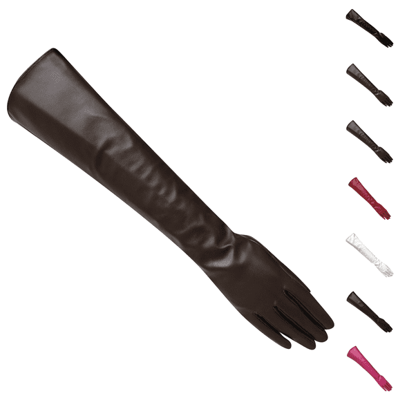 Long Leather Gloves Faux Leather Elbow Length Gloves for Women Evening Party Costume