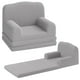 thumbnail image 1 of Yeshouse Sofá infantil 2 en 1, cómodo y plegable, convertible en tumbona con un bonito diseño de ondas, sillón infantil de espuma con suave sherpa, regalo para niñas y niños., 1 of 7