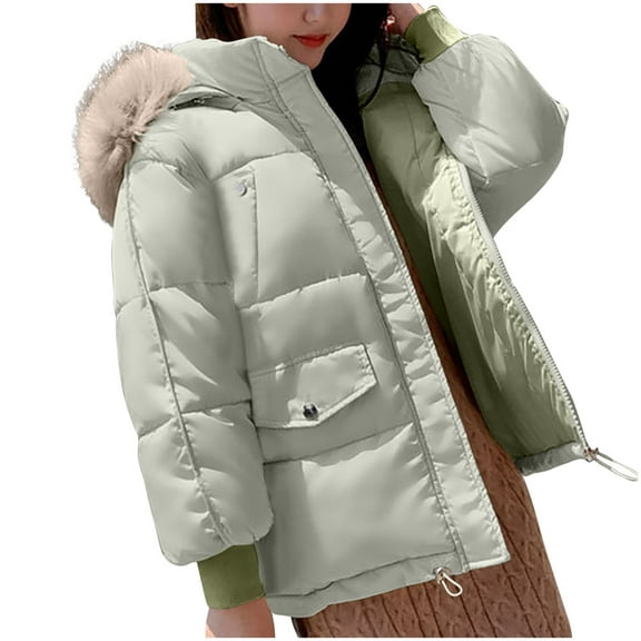 Fashion Winter Warm Jackets for Womens Plus Size Solid Color Blocked Jacket With Long Sleeves And Zippered Pockets Top
