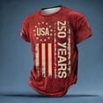 thumbnail image 3 of Men's USA 250 Years Patriotic Flag Print T Shirts Casual Short Sleeve Independence Day Comfortable Tees Tops,Red,4XL, 3 of 8