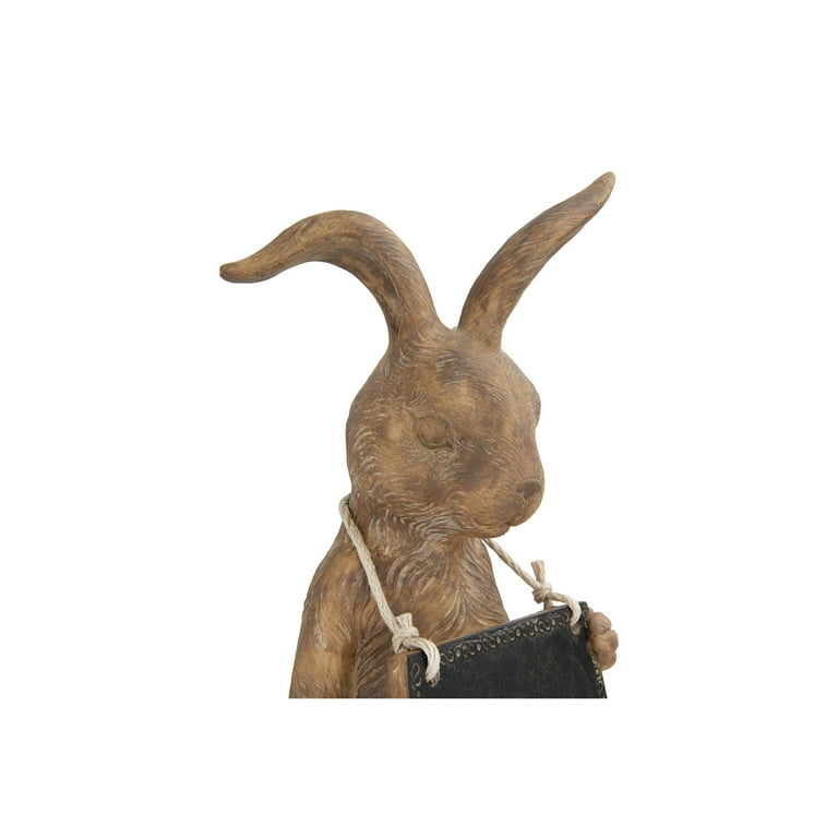 Creative Co-Op Rabbit Figurine Holding Working Chalkboard