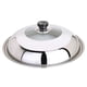 thumbnail image 1 of Matsuzay Tapa para wok con perilla redonda Construcción duradera Ajuste universal Tapa de acero inoxidable fácil de limpiar Cocina y Comedor plata 30, 1 of 6