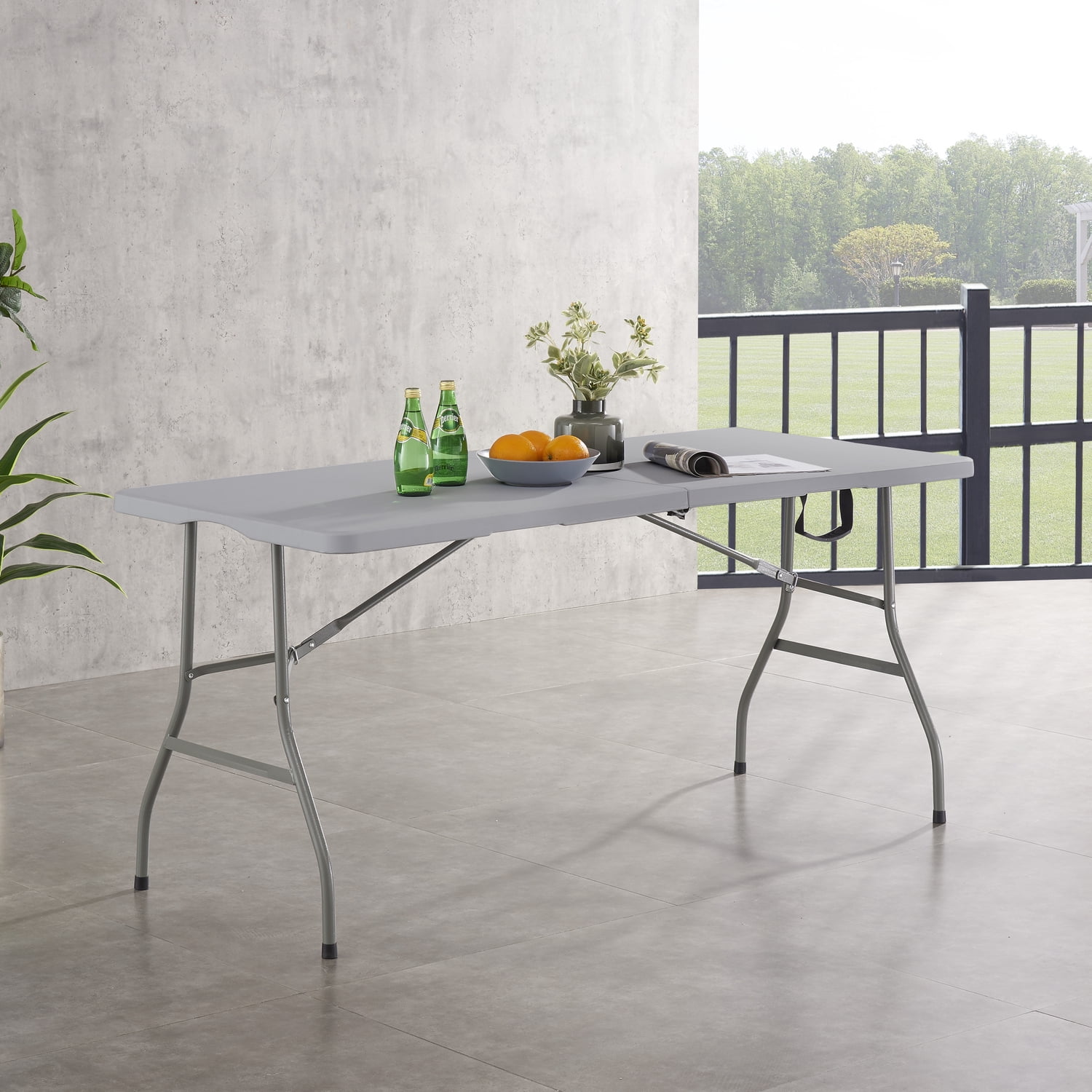 Naomi Home Multipurpose 6ft Rectangle Resin Center Folding Table, Gray ...