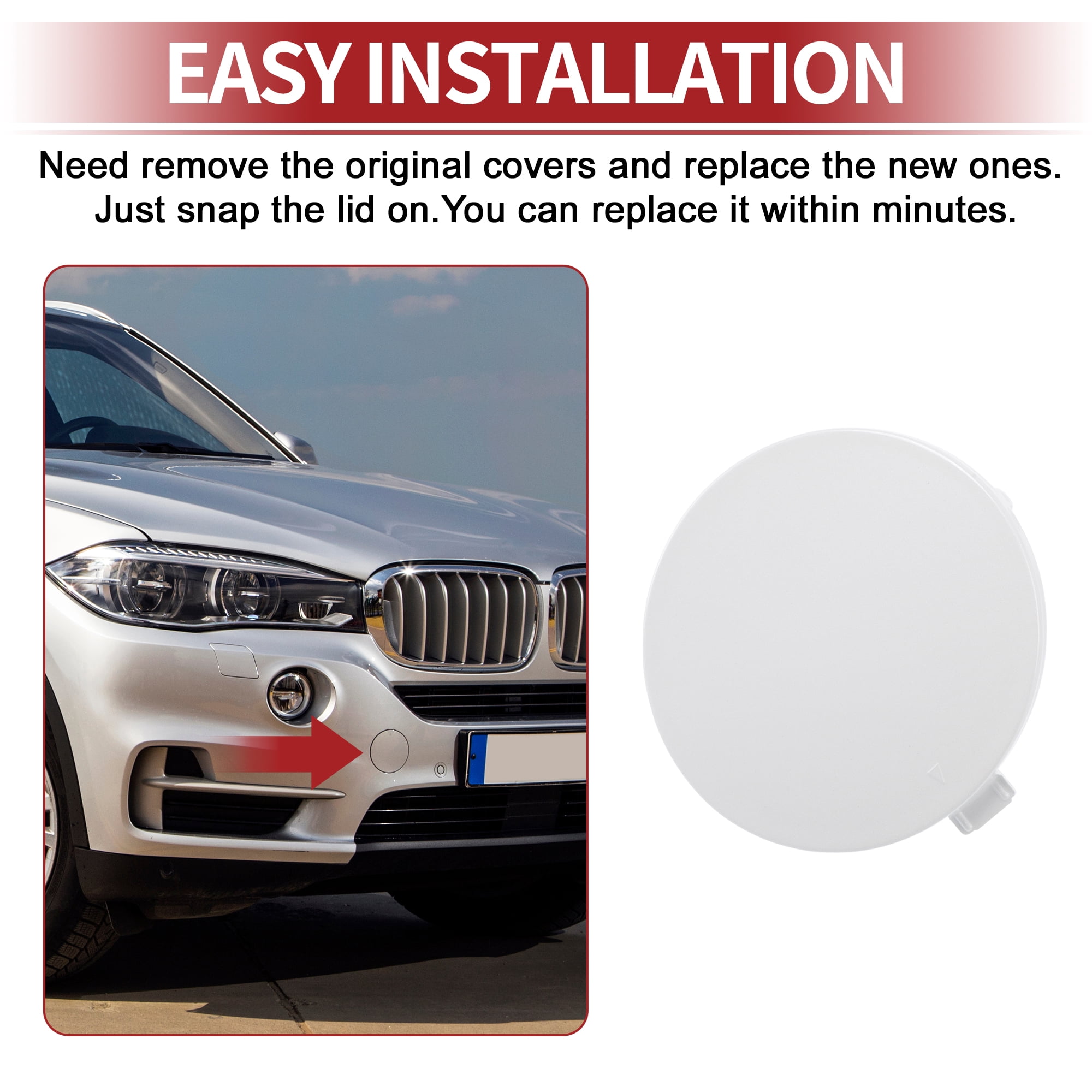 Unique Bargains Tow Hook Cover for BMW X5 F15 2014-2018 White