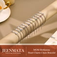thumbnail image 3 of JeenMata MOM Heart Charm - April Cubic Zirconia Birthstone Chain Bracelet in 18K White Gold Plating for Women, Mother’s Day Gift, 3 of 11