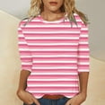 thumbnail image 2 of aidice T Shirts for Women Casual Crewneck 3/4 Length Sleeve Tops Comfy Fitting Striped Tee Shirts, 2 of 4