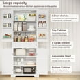 thumbnail image 3 of Bestier 72" Tall Kitchen Pantry Storage Cabinet with Doors and Shelves, Food Pantry Cabinet with Motion Sensor Light, White, 3 of 9