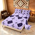 thumbnail image 2 of Manfei Tribal Geometric Diamond Bed Sheets, Vintage Cross Fuul Size Sheets, Black Purple Lavender, Polka Dots Reversible 4-Piece1 Flat Sheet + 1 Fitted Sheet + 2 Pillowcases, 2 of 6