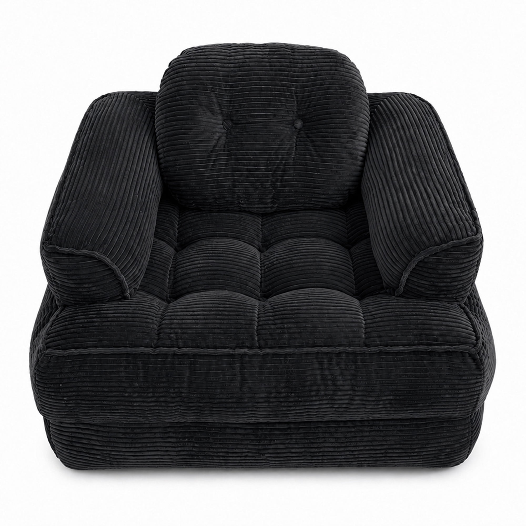 Leumius Folding Sofa Bed, Convertible Sofa Bed with Armrest, Corduroy Boneless Foldable Bed, 2-in-1 Portable Sofa Bed with Pillows for Bedroom, Living Room, Homestay, Game Room Black