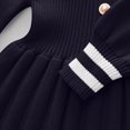 thumbnail image 6 of Long Sleeve Knitted Dresses Girls Princess Pleated Sweater Dress Ribbed Cute Fall Winter School Uniforms Navy, Size 5 Y, 6 of 7