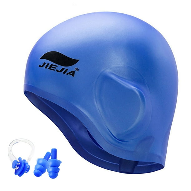 JIEJIA Gorro de natación Silicona 3D Protección ergonómica para el oído Gorro de natación con clip de nariz y tapones para los oídos para hombres de mujeres JIEJIA Gorra de baño